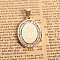 304 Stainless Steel Crystal Rhinestone Flat Oval with Allah Pendants, Arabic Pendants, Golden, 34x22x3mm, Hole: 4x9mm