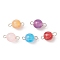 Resin Imitation Cat Eye Connector Charms, with Platinum Plated Brass Double Loops, Round Links, Mixed Color, 14.5~15x8mm, Hole: 2mm