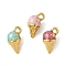 304 Stainless Steel Enamel Charms, Golden, Ice Cream Charm, Mixed Color, 11x6x5.5mm, Hole: 1.5mm