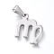 Non-Tarnish 304 Stainless Steel Pendants, Constellation/Zodiac Sign, Stainless Steel Color, Virgo, 21x16.7x1.7mm, Hole: 3x7mm