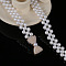 Alloy & Acrylic Imitation Pearl Beaded Elastic Chain Belts, White, Golden, Bowknot, 600~800mm