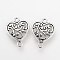 Tibetan Style Alloy Links connectors, Heart, Cadmium Free & Lead Free, Antique Silver, 19x14.5x2mm, Hole: 2mm, about 1190pcs/1000g