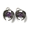 Bat Natural Amethyst Pendants, Rack Plating Brass Halloween Charms, Cadmium Free & Lead Free, Antique Silver, 27x22x9.5mm, Hole: 6mm