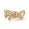 Rack Plating Brass Micro Pave Clear Cubic Zirconia Twister Clasps, Lead Free & Cadmium Free, Bowknot, Real 18K Gold Plated, 17x30.5x16mm, Hole: 18x6mm