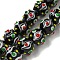 Handmade Lampwork Beads Strands, Bumpy, Round, Black, 13.5~15mm in diameter, Hole: 1.2~1.4mm