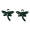 201 Stainless Steel Enamel Charms, Dragonfly, Stainless Steel Color, Dark Slate Gray, 11.5x12x1.5mm, Hole: 1.2mm