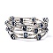 Fashion Wrap Bracelets, with Rondelle Glass Beads, Tibetan Style Bead Caps, Brass Tube Beads and Steel Memory Wire, Black, Inner Diameter: 55mm