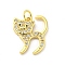 Brass Micro Pave Cubic Zirconia Pendants, Cadmium Free & Lead Free, Cat Shape, Clear, 18.5x15.5x2.7mm
