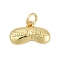 Brass Charms, Good Night Mask, with Jump Ring, Cadmium Free & Lead Free, Rack Plating, Long-Lasting Plated, Real 18K Gold Plated, 8.5x15x3mm, Hole: 3.4mm