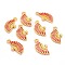 Alloy Enamel Pendants, Lead Free & Cadmium Free, Fan, Antique Golden, Red, 24.5x13x2mm, Hole: 2mm