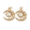 Brass Micro Pave Clear Cubic Zirconia Glass Pendants, with Jump Ring, Long-Lasting Plated, Moon, Cadmium Free & Lead Free, Real 18K Gold Plated, Ghost White, 21x16.5x4.5mm, Jump Ring: 5x0.8mm, 3.5mm Inner Diameter