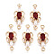Brass Micro Pave Cubic Zirconia Links Connectors, with Glass, Long-Lasting Plated, Light Gold, Butterfly, Red, 17.5x7x3mm, Hole: 1.2mm