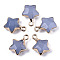 Natural Grey Agate Pendants, with Light Gold Plated Edge and Brass Loop, Dyed & Heated, Star, Faceted, 16~17x13x6.5mm, Hole: 1.6mm