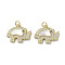 Brass Micro Pave Cubic Zirconia Charms, Cadmium Free & Lead Free, with Shell, Elephant, Real 18K Gold Plated, 14.5x19x3.5mm, Hole: 3mm