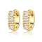 Cubic Zirconia Hoop Earrings, 925 Sterling Silver Earrings for Women, with S925 Stamp, Real 18K Gold Plated, Clear, 10x3mm