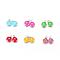 304 Stainless Steel Enamel Charms, Enamelled Sequins, Flat Round, Mixed Color, 8.5x6x3mm, Hole: 1mm