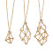 Brass Macrame Pouch Empty Stone Holder for Pendant Necklaces Making, with Cable Chains & Lobster Claw Clasp, Real 18K Gold Plated, 17-3/8~29-1/8 inch(44~74cm), 3pcs/set