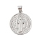 Rack Plating Brass Pendants, Cadmium Free & Lead Free, Planet, Round, Platinum, 23x20x1.5mm, Hole: 3x4mm