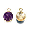 Alloy Enamel Pendants, Light Gold, Shell/Scallop, Slate Blue, 19.5x13x4.5mm, Hole: 2.5mm