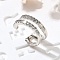 Brass Clear Cubic Zirconia Cuff Earrings, Two-layer C-Shaped, Platinum, 6.5x12x14mm
