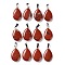 Teardrop Natural Red Jasper Pendants, with Platinum Tone Brass Findings, 25~29x16~17x5~6mm, Hole: 2x7mm