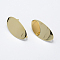 Brass Stud Earring Findings, with Loop, Long-Lasting Plated, Real 18K Gold Plated, Nickel Free, Oval, 26x13.5x0.5mm, Hole: 2mm, Pin: 1mm