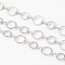 3.28 Feet Brass Handmade Chains, Unwelded, Platinum,  about 8 and 10mm in diameter,  1mm thick