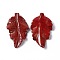 Natural Red Jasper Pendants, Leaf Charms, 41.5x25~26x5mm, Hole: 0.8mm