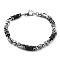 201 Stainless Steel Link Chain Bracelets, 304 Stainless Steel Clasps, Stainless Steel Color & Black, Round, 9-1/8 inch(23.3cm)