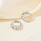 Brass Clear Cubic Zirconia Flat Round Hoop Earrings, Silver, 16x7mm