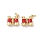 Brass Enamel Pendants, Telescope Charms, with Jump Rings, Rack Plating, Real 18K Gold Plated, Lead Free & Cadmium Free, Long-Lasting Plated, FireBrick, 17x15x5mm, Hole: 3.5mm