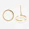 Brass Ear Stud Findings, Nickel Free, Ring, Real 18K Gold Plated, 12mm, pin: 0.7mm