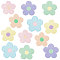 Macaron Color 5-Petal Flower Shape Iron on/Sew on Computerized Embroidery Polyester Clothing Patches, Appliques, Mixed Color, 63.5~64x65.5~66x1.5mm, 12pcs/set