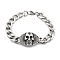 304 Stainless Steel Curb Chains Bancelets, Skull, 8-5/8 inch(22cm), Pendant: 23x49.5x11mm