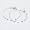 Brass Pendants, Long-Lasting Plated, Nickel Free, Open Circle/Ring, Real Platinum Plated, 20 Gauge, 39~42x36~38x0.8mm, Hole: 1mm