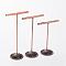 3 Pcs T Bar Iron Earring Displays Sets, Jewelry Display Rack, Jewelry Tree Stand, Saddle Brown, 90x60x35mm, 110x60x35mm, 125x60x35mm, 3pcs/set
