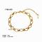 Simple Stainless Steel Chain Link Bracelets for Summer Beach, Real 18K Gold Plated, 5-7/8 inch(15cm)