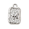 Alloy Pendants, Rectangle with Butterfly Charms, Rack Plating,  Long-Lasting Plated, Lead Free & Cadmium Free & Nickel Free, Platinum, 14.5x8.5x2mm, Hole: 1.5mm