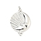 Brass Micro Pave Cubic Zirconia Pendants, Cadmium Free & Lead Free, Flat Round with Moon, Long-Lasting Plated, Platinum, 24x18x3mm, Jump Ring: 5x1mm, 3.2mm Inner Diameter