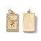 Brass Micro Pave Clear Cubic Zirconia Pendants, with Jump Ring, Cadmium Free & Nickel Free & Lead Free, Rack Plating, Rectangle, Real 18K Gold Plated, 21.5x11.5x3.5mm, Hole: 3mm