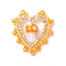 Mushroom Handmade Lampwork with Grade A Round Glass Seed Beads and Rack Plating Alloy Open Back Bezel Pendants and Electroplate Glass Beads Pendants, Heart, Orange, 33x31x10mm, Hole: 1.8x2mm