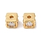 Brass Cubic Zirconia Beads, Cadmium Free & Nickel Free & Lead Free, Square, Real 18K Gold Plated, Clear, 4.5x5.5x5.5mm, Hole: 1.2mm