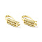 Brass Micro Pave Clear Cubic Zirconia Earring Hooks, Ear Wire, with Horizontal Loops, Cadmium Free & Lead Free, Rectangle, Real 18K Gold Plated, 16.5mm, Hole: 1mm, Pin: 1.1mm, 17 Gauge
