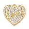 Rack Plating Brass Micro Pave Cubic Zirconia Pendants, Long-Lasting Plated, Lead Free & Cadmium Free, Heart Charms, Real 18K Gold Plated, 15x15.5x1.7mm, Hole: 1.5mm