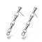 Brass Stud Earring Findings, with Loop, Nickel Free, Bamboo, Real Platinum Plated, 23x3mm, Hole: 1.4mm, Pin: 1mm