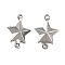 304 Stainless Steel Connector Charms, Star Links, Non-Tarnish, Stainless Steel Color, 18x13x4.5mm, Hole: 1.2mm