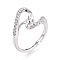 Brass Micro Pave Clear Cubic Zirconia Adjustable Ring Settings, for Half Drilled Beads, Cadmium Free & Nickel Free & Lead Free, Real Platinum Plated, Pin: 1mm, 15.6mm, US Size 7 1/4(17.5mm)
