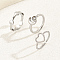 3Pcs 3 Style Cubic Zirconia Solitaire Rings, Cuff Rings Sets, Moon & Heart Brass Stackable Rings, Silver, Inner Diameter: 14~17mm, 1Pc/style