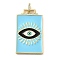 Brass Micro Pave Cubic Zirconia Pendant with Enamel, Cadmium Free & Nickel Free & Lead Free, Rectangle, Deep Sky Blue, 45.5x25.5x2.5mm, Hole: 4.5mm