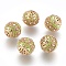 Handmade Indonesia Beads, with Metal Findings, Round, Light Gold, Dark Khaki, 19.5x19mm, Hole: 1mm